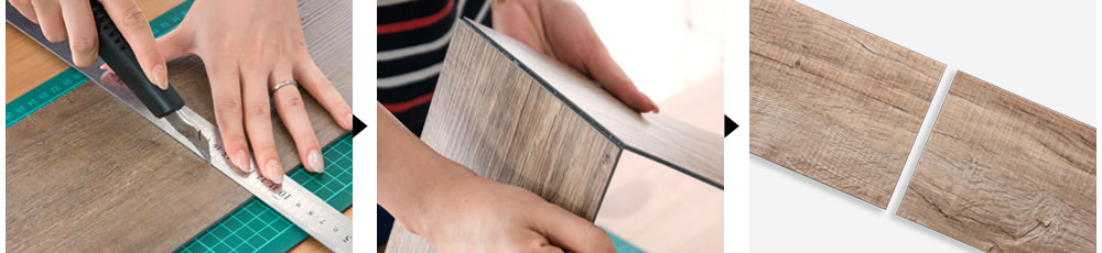 フロアタイルのカット施工